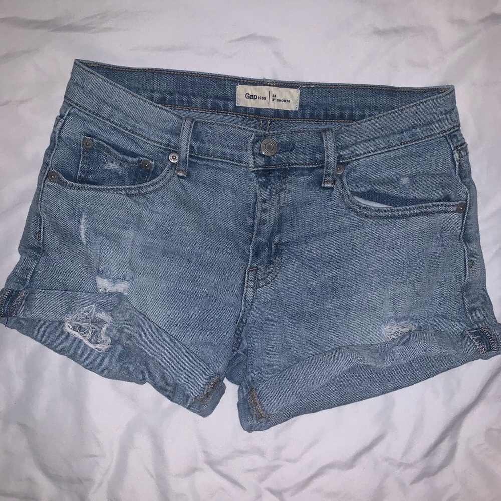 GAP Denim Shorts, Mid-Rise Cuffed Light Wash